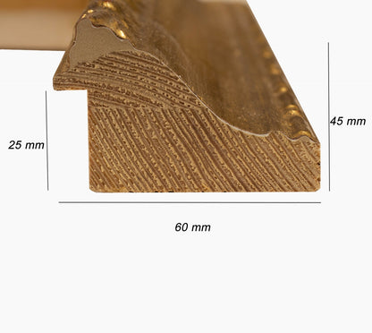 278.010 cadre en bois à la feuille d'or mesure de profil 60x45 mm Lombarda cornici S.n.c.