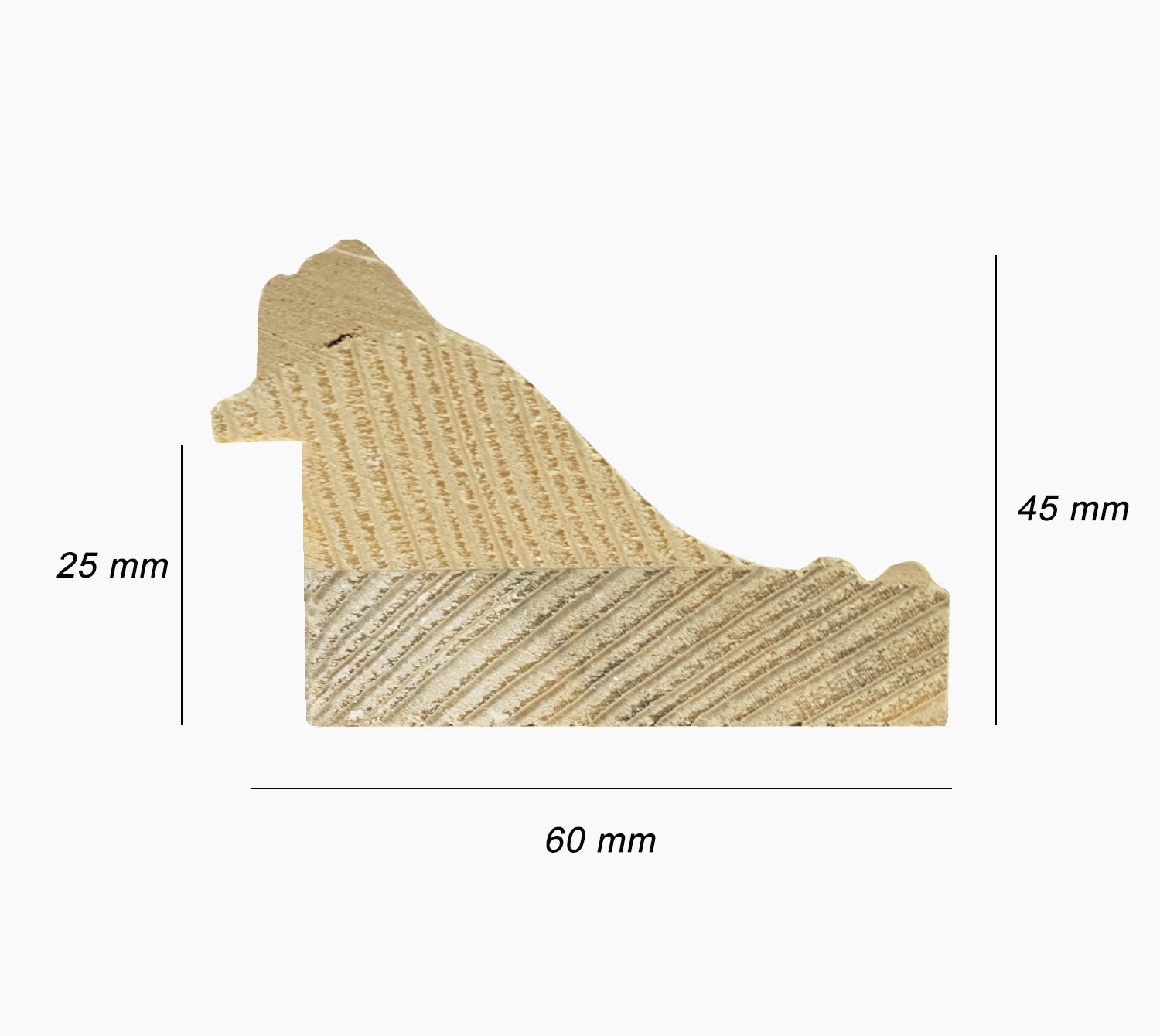 278.915 cadre en bois à fond ocre blanc mesure de profil 60x45 mm Lombarda cornici S.n.c.