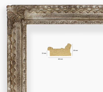 COR.343.231 wooden frame with antique silver leaf