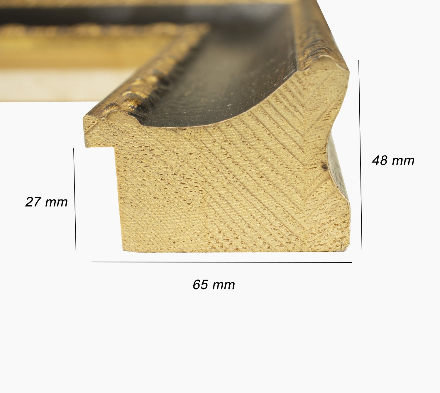 620.601 cadre en bois noire à cire avec fil d'or mesure de profil 65x48 mm Lombarda cornici S.n.c.