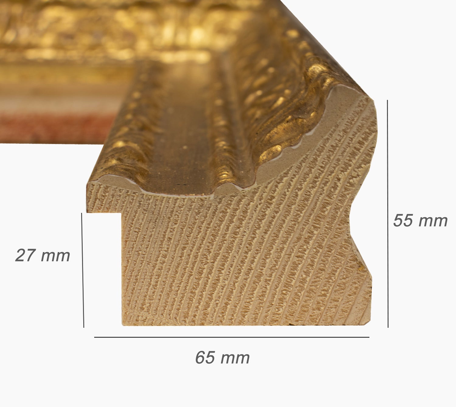 643.010 cadre en bois à la feuille d'or mesure de profil 65x55 mm Lombarda cornici S.n.c.