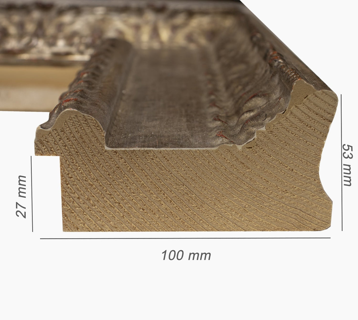 743.231 cadre en bois à la feuille d'argent antique mesure de profil 100x53 mm Lombarda cornici S.n.c.