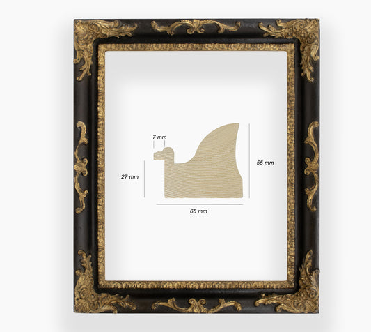 COR.430.601 wooden frame with gold leaf black throat